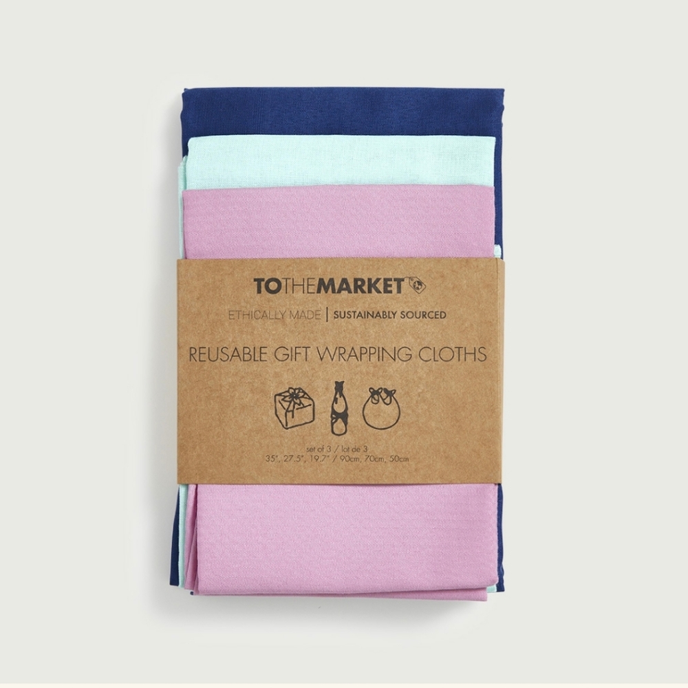 Set of three reusable wrapping cloths